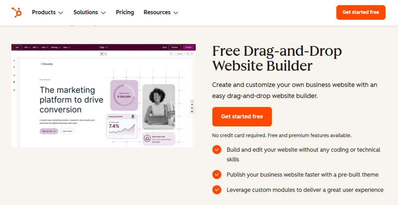 website builder hubspot